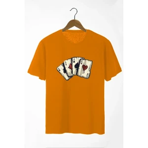 Oversize Önü Iskambil Kağıdı Baskılı T-Shirt