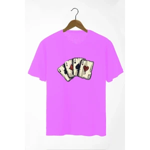 Oversize Önü Iskambil Kağıdı Baskılı T-Shirt