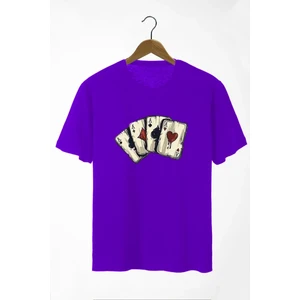 Oversize Önü Iskambil Kağıdı Baskılı T-Shirt