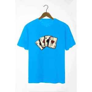 Oversize Önü Iskambil Kağıdı Baskılı T-Shirt