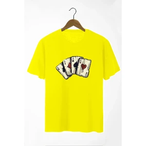 Oversize Önü Iskambil Kağıdı Baskılı T-Shirt