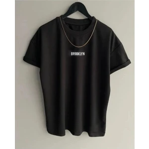 Erkek Beyaz Brooklyn Oversize Bisiklet Yaka Tshirt