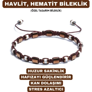 Sırlı Taş Havlit, Hematit Bileklik -Jagu Bright Brown Bileklik - Tasarım Bileklik 4 mm 6 mm Ayarlanabilir