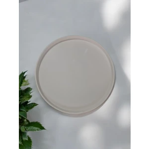 Dekoratif Beton 30 cm Organizer Tepsi Beyaz Saksı/mum Altlığı