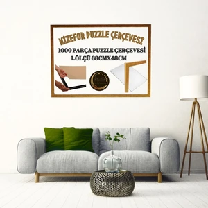 1000 Parça Puzzle Yapboz Çerçevesi Ölçü 68CM x 48CM Ön Yüzeyinde Parlama Yapmayan Pleksi RENK ALTIN