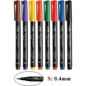 Asetat Kalemi 8 Renk 0.4 mm 1 Paket Lineplus Ince Uçlu CD Kalemi S Keçe Uçlu Kalem Silinmez Renkli Permanent Kalem