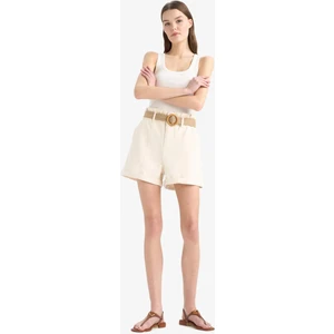 Paperbag Yüksek Bel Katlamalı Paça Kemerli Jean Şort E0548AX25SM