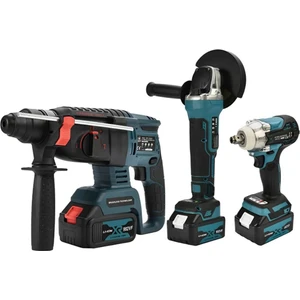 Germany 3'lü Tam Usta Seti Akülü Bataryalı - 992V 70AH X2 ADET AKÜ - Taşlama - Spiral - Kırıcı Delici Hilti Seti