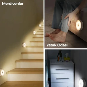 Hareket Sensörlü USB Şarjlı LED Işık Lamba-Oda, Mutfak, Salon ve Merdiven Işıklandırma