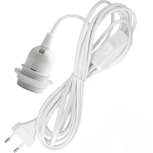 Beyaz 3 Metre Kablolu Tesisat Aydınlatma Sarkıt Tesisat Duy  E27 Aç Kapa Anahtarlı Fişli Rakorlu