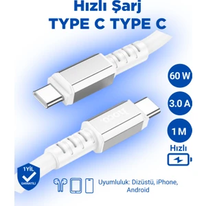 X85 60W Type-C To Type-C Hızlı Şarj Veri Kablosu