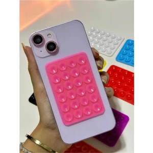 Bilişim Akademi Pembe Silikon Telefon Arkası Vantuz Aynaya Telefon Yapışırma Vantuzlu Telefon Tutucu