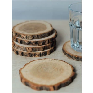 10 Adet Ahşap Meşe ve Çam Odun Dilimi Doğal Bardak Altlığı ve Okul Etkinlik ve Mumluk Çap: 6-10 cm