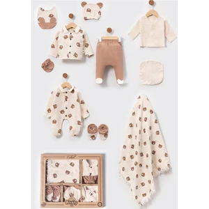 Bebly Kids Erkek Ayıcıklı Müslin Hastahane Çıkışı Yenidoğan 10LU Set