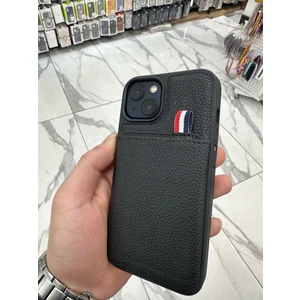 Bilişim Akademi Apple iPhone 13 Uyumlu Deri Kılıf Kartlıklı Kılıf Arkası Cüzdanlı Kılıf Kart Koymalı Kılıf Siyah