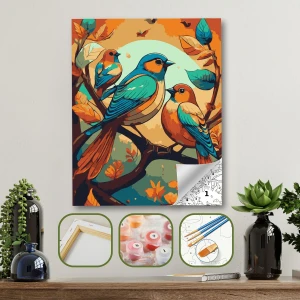 Hediye Hobim Sayılarla Boyama Ahşap Çerçeveli Kasnaklı Tuval Seti Fırça Boya Dahil Çıtalı 40X50 cm