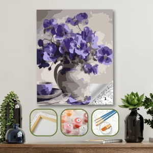 Hediye Hobim Sayılarla Boyama Ahşap Çerçeveli Kasnaklı Tuval Seti Fırça Boya Dahil Çıtalı 40X50 cm