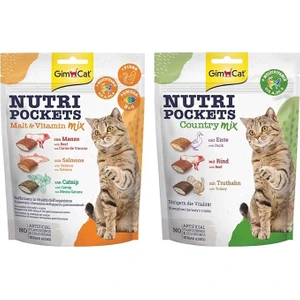 Nutripockets Kedi Ödülü Malt&multivitamin 150gr + Gimcat Nutripockets Kedi Ödülü Country Mix 150gr