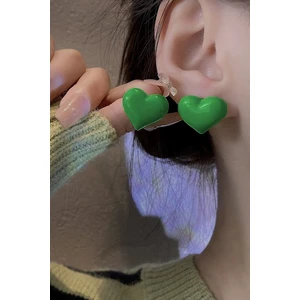 Yeşil Parlak Tombul Kalp Küpe