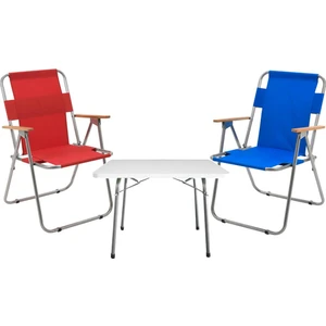 Exent 2 Adet Katlanır Piknik Kamp Sandalye ve 45X60 Masa-Piknik Seti
