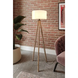 Krem Başlıklı Eskitme Ayaklı Tripod Lambader