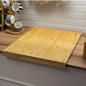 Luxury Bambu Kenarlı Büyük Boy Kesme ve Hamur Açma Tahtası (45X38 Cm) - Tezgah Üstü Mutfak Aksesuarı 1 Adet
