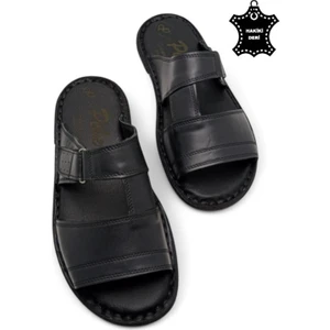Magic Shoes Tamamen  Deri ve Topuk Yastıklı Sistemli Ortopedik Erkek Terlik