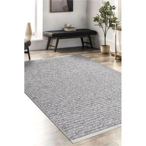 Lidya Bukle Gri Çizgili Halı – Kaydırmaz, Kadife Dokulu, Kolay Temizlik, Modern ve Hijyenik Tasarım