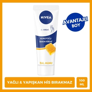 Nıvea Koruyucu El Bakım Kremi Bal Mumu 100ml, Nemlendirici, Yumuşak Cilt, Yağlı His Bırakmaz,Avantajlı Boy