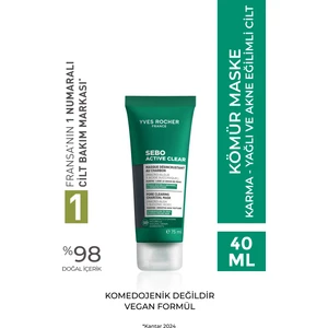 Yves Rocher Arındırıcı Siyah Nokta Karşıtı Kömür Maske-Süksinik Asit-Sebo Active Clear Botanik Kompleks-75ml