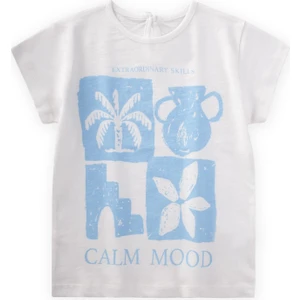 Calm Mood Baskılı T-Shırt 3-8 Yaş Kırık Beyaz
