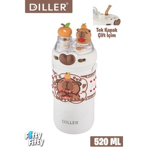 Dıller 520 ml Tek Kapak Çift Kullanım Pipetli/pipetsiz Boyun Askılı/çelik Termos -FFDILLERD93RENK