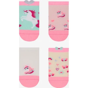 Kız Çocuk Unicorn Heart 4lü Çok Renkli Patik Çorap