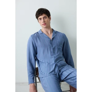 Light blue Gömlekli Gri Pijama Takımı