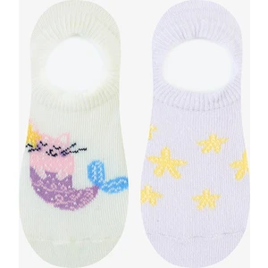 Kız Çocuk Floral Mermaid 2li Çok Renkli Babet Çorap