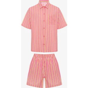 Mara Gömlek Şort Pembe Pijama Takımı