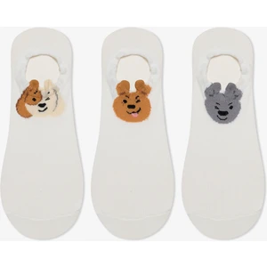 3 Çift Pamuklu Köpek Desenli Sneaker Çorap