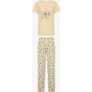 Pamuklu Pesto Sarı Pantolon Pijama Takımı