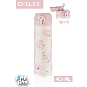 Dıller 480 ml Pipetli Paslanmaz Çelik Termos Kilitli Kapak 2 Farklı Renk Seçeneği -FFDILLERD9281