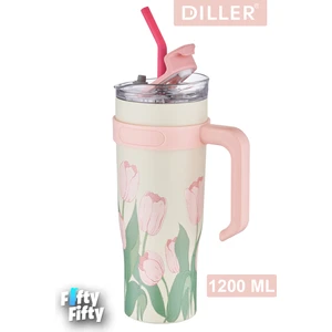Dıller Quencher Cup 1200 ml Pipetli/rahat Içim Kulplu Paslanmaz Çelik Termos -FFDILLERD9120