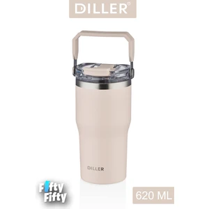 Dıller 620 ml Tek Kapak Çift Kullanım Pipetli/pipetsiz Taşıma Kulplu Mug/çelik TERMOS-FFDILLERD9168