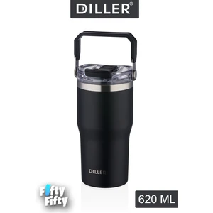 Dıller 620 ml Tek Kapak Çift Kullanım Pipetli/pipetsiz Taşıma Kulplu Mug/çelik TERMOS-FFDILLERD9168