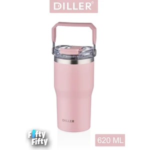 Dıller 620 ml Tek Kapak Çift Kullanım Pipetli/pipetsiz Taşıma Kulplu Mug/çelik TERMOS-FFDILLERD9168