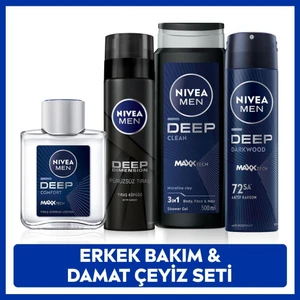 MEN Damat Çeyiz Seti, Duş Jeli 500ml, Deodorant 150ml, Tıraş Köpüğü 200ml, Tıraş Sonrası Losyon100ml