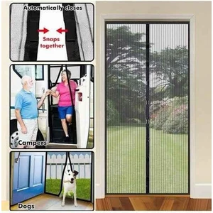 Siyah Mıknatıslı Kapı Sinekliği 205X105 Tekparça Ortadan Girişli Sineklik Tülü Kapı Sineklik Perdesi
