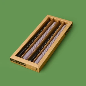 4'lü Burgulu Parlak Şamdan Mumu - Gri / Siyah - 25 cm