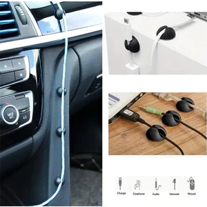 10 Adet Yapışkanlı Yuvarlak Küçük Kablo Düzenleyici Tutucu Klips Kablo Sabitleme Siyah Beyaz Renk