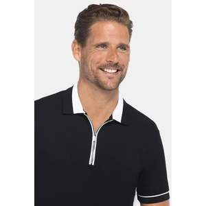 Erkek Polo Yaka Slim Fit Pamuk Fermuarlı Pike Siyah Tişört