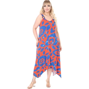 Butik Askılı V Yaka Pembe Nazar Desen Elbise