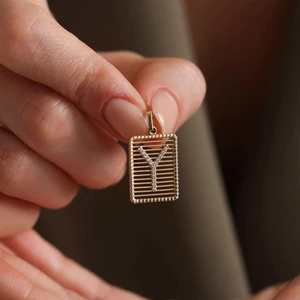 Bayar Gold 14 Ayar Altın Taşlı Telli Y Harf Kolye Ucu